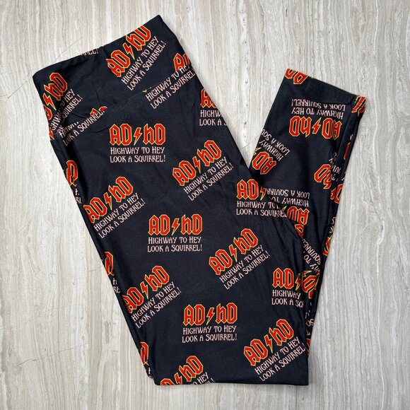 Funny Ad/hD - Highway to Hey Look a Squirrel! Print Soft Leggings - Picture 2 of 3